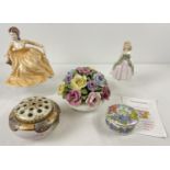 5 ceramic collectable items to include Coalport, Aynsley, Noritake and Royal Doulton. Lot includes
