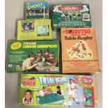 6 assorted boxed vintage & more modern Football and Rugby games to include Subbuteo. Lot includes