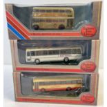 3 boxed 1:76th scale diecast buses by Exclusive First Editions. Plaxton Panorama Elite III National,