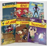6 vintage late 1960's and 70's Lucky Luke comic books from Dupuis, to include 4 French titles.