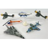 6 assorted Dinky Toys diecast aircraft. To include MRCA Tornado with lever action wings and