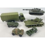 6 vintage Dinky toys diecast military vehicles. Comprising: #668 Foden Army truck, #692 Leopard