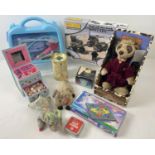 A collection of vintage and modern children's games and toys. To include 2 x Beanie Babies goats,