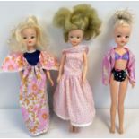 3 vintage Sindy dolls to include 2 from 1983-1985 with blonde hair. Both have damage to feet.