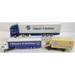 3 diecast Tibbett & Britten lorries in varying sizes. To include 1:43 scale by Eligor and a