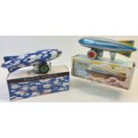 2 boxed Schylling tinplate wind-up collectors toys in the shape of zeppelin's. A Graf Zeppelin in