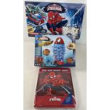 3 boxed Marvel Spiderman toys, 1 still cellophane wrapped. A Carrera 1/43 scale Scalextric style