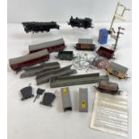 A box of assorted model railway trains, wagons and accessories. To include Hornby 46201 & 47606
