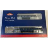 A boxed Bachmann Branch-Line model railway 00 gauge Class 105 2 car DMU set. In BR blue with