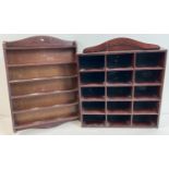 2 wooden wall hanging display shelves suitable for model cars and vehicles. Largest approx.