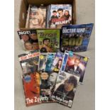 A box of assorted sci-fi and TV related books and magazines. To include: Marvel Magazines Doctor Who