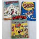 3 vintage comic book annuals. Buster books 1971/2 and 1982 together with The Beezer Book 1968.