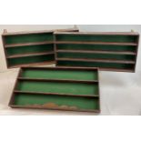 3 wooden hall hanging display shelves suitable for model cars and vehicles. All approx. 26cm x 54.