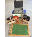 A quantity of assorted vintage toys and games to include boxed Soccerette game, trix railway