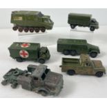 6 assorted vintage Dinky toys diecast military vehicles. Comprising: #677 Armoured Command