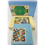 3 modern boxed toys/games to include 2 from John Lewis. A wooden pinball football game, a Ludo/
