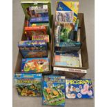 2 large boxes of assorted boxed children's games to include Waddingtons, Tomy, MB Games and Goliath,