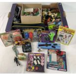 A box of assorted vintage toys and games. To include Doctor Who, plastic farm animals, marbles, Star