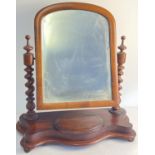 A Victorian barley twist dresser top/vanity swing mirror with integral lidded compartment to base.