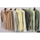 A collection of 8 men's vintage shirts in neutral shades to include pale yellow and greens. Examples
