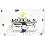 A small rectangular shaped enamelled metal wall advertising sign for Rolex. Approx. 20cm x 30cm.