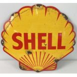 An enamel advertising Shell wall sign. Approx. 33cm tall x 35cm wide.