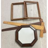 A collection of vintage wooden items to include an Art Deco oak framed octagonal shaped wall