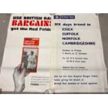 2 vintage 1960's British Railway posters. One advertising the Inter-City Bargains red folder for