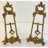 2 vintage Rococo style brass table top easel stands. Each approx. 24.5cm tall.