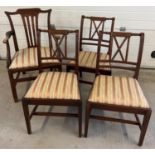 3 mahogany Regency style dining chairs together with a Victorian slat backed carved arm chair.