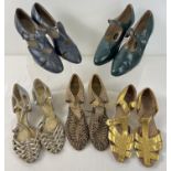 5 pairs of ladies leather vintage shoes, mostly in T Bar and Mary Jane styles. To include designs by