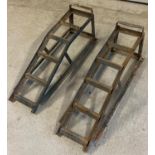 A pair of vintage steel metal car ramps. Approx. 77cm long.