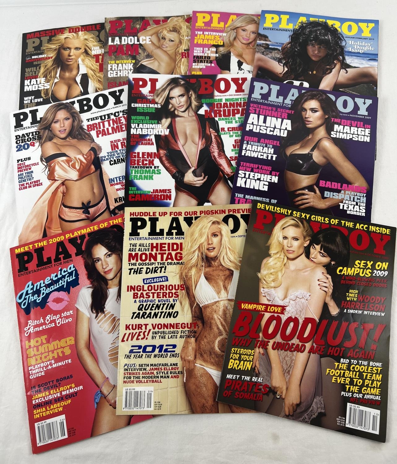 10 issues of Playboy; Entertainment for Men, adult magazine from 2009 - 2013. To include front