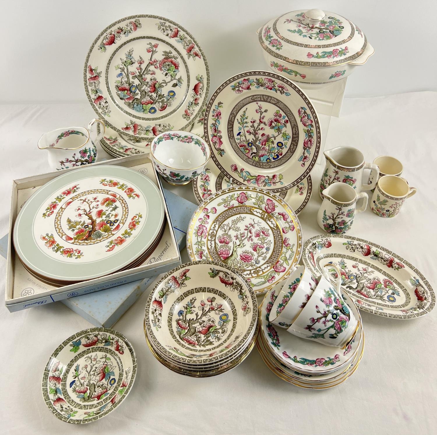 A box of vintage and modern "India Tree" design ceramic tea and dinner ware. To include plates,