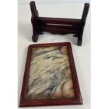 A wooden framed Chinese dreamstone screen (a/f). Base frame and screen surround both have some