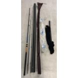 A Leeda 11ft Twin Top Feeder Leger Series 3000 fishing rod with canvas bag and plastic storage tube.