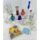 A collection of modern, vintage & Edwardian clear & coloured glass items. To include pale blue Art