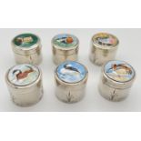 A set of 6 limited edition silver and enamel Peter Scott 'Wildfowl Trust' boxes, numbered 205 of