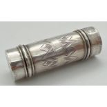William and Mary silver nutmeg grater of cylindrical form, circa 1690. Pull-off cover engraved