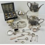 A collection of vintage and modern silver plated items. To include Edwardian and Art Deco teapots by