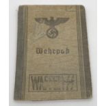 A world war II German Wehrpass military registration book for Bernhard Lemar. With identity photo to