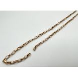A 9ct gold 16" belcher chain with spring ring clasp - for repair. Total weight approx 4g.