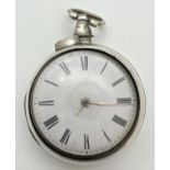 A late Georgian silver double cased pocket watch by Edward White, Birmingham, complete with key.