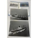 An album containing 67 vintage postcards & photographs of ships to include The Blue Funnel Line.