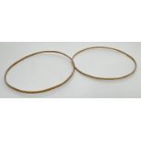 2 thin 9ct gold bangles with criss cross pattern to both. Full hallmarks to inside. Each approx