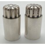Georg Jensen silver salt and pepper designed by Sigvard Bernadotte, numbered design 834. Of