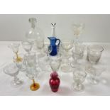 A collection of antique and vintage glass ware. To include Edwardian sherry glasses and tumbler,