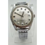 A vintage men's Superautomatic wristwatch by Kelek. Stainless steel expanding strap, brushed steel
