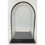 A vintage Perspex dome topped display case with black painted wooden plinth style base. 39.5cm tall.