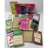 A box of vintage ordnance survey maps, road and street maps together with parts 1-4 of Vol. XXXVI